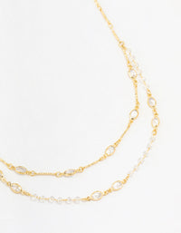 Gold Plated Crystal Layered Necklace - link has visual effect only