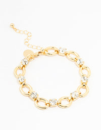 Gold Plated Alternating Oval & Crystal Bracelet - link has visual effect only