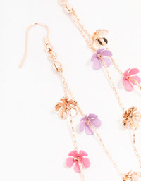 Rose Gold Multi Coloured Flower Drop Earrings - link has visual effect only