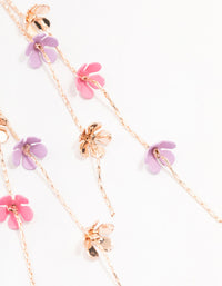 Rose Gold Multi Coloured Flower Drop Earrings - link has visual effect only