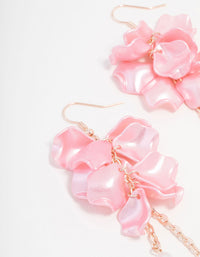 Rose Gold Petal Chain Pearl Drop Earrings - link has visual effect only