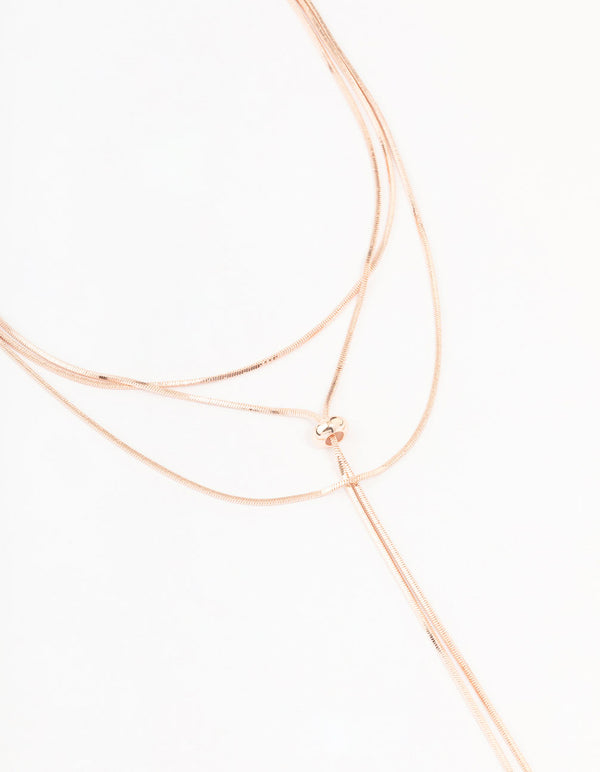 Rose Gold 3 Row Toggle Chain Necklace