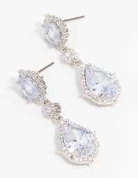 Rhodium Cubic Zirconia Multiple Drop Earrings - link has visual effect only