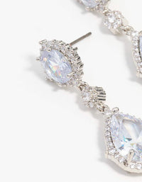 Rhodium Cubic Zirconia Multiple Drop Earrings - link has visual effect only