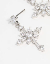 Rhodium Cubic Zirconia Cross Drop Earrings - link has visual effect only