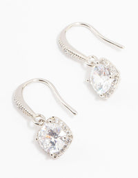 Rhodium Cubic Zirconia Square Drop Earrings - link has visual effect only