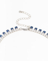 Silver Cubic Zirconia Sapphire Necklace & Earring Set - link has visual effect only