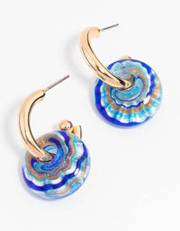 Blue Beaded Cosmic Swirl Drop Earrings - link has visual effect only