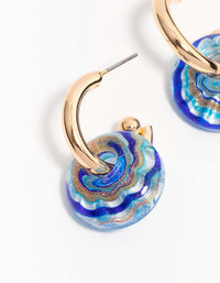 Blue Beaded Cosmic Swirl Drop Earrings - link has visual effect only