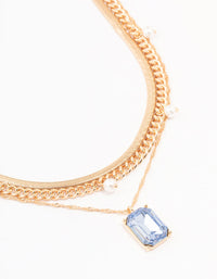 Gold Dazzling Rectangular Layered Necklace - link has visual effect only