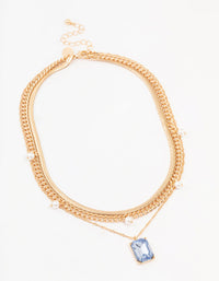 Gold Dazzling Rectangular Layered Necklace - link has visual effect only