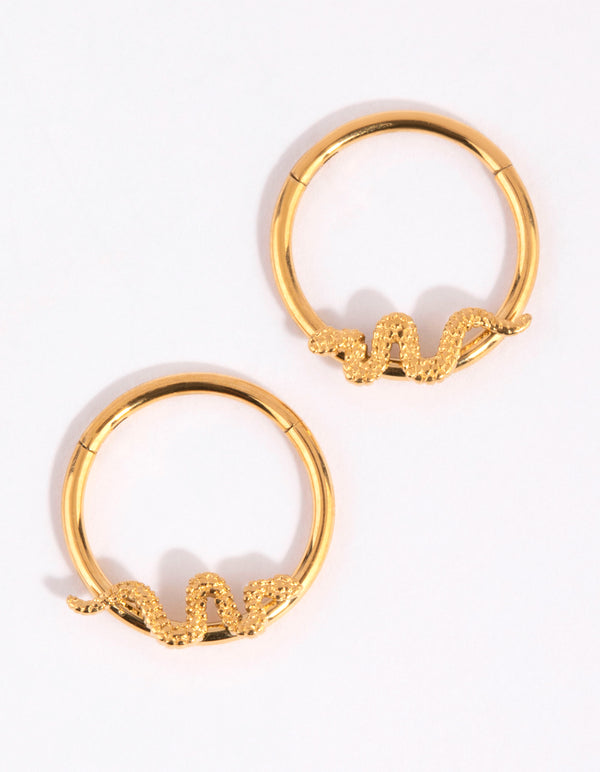 Gold Plated Surgical Steel Snake Sleeper Earrings