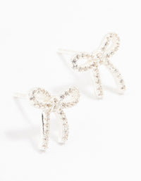 Sterling Silver Cubic Zirconia Bow Stud Earrings - link has visual effect only