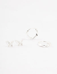 Sterling Silver Butterfly & Hoop Stud Earrings 2-Pack - link has visual effect only