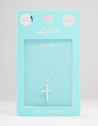 Sterling Silver Cubic Zirconia Cross Necklace - link has visual effect only