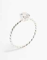 Sterling Silver Cubic Zirconia Twist Engagement Ring - link has visual effect only