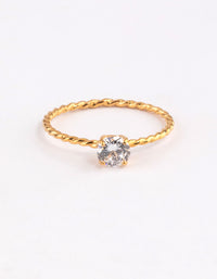 Gold Plated Sterling Silver Cubic Zirconia Twist Engagement Ring - link has visual effect only