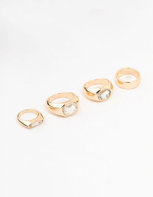 Gold Statement Mixed Shape Rings 5-Pack