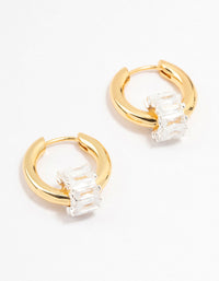 Gold Plated Cubic Zirconia Hoop Earrings - link has visual effect only