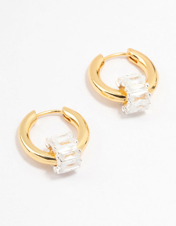 Gold Plated Cubic Zirconia Hoop Earrings