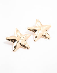 Gold Molten Star Stud Earrings - link has visual effect only