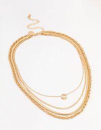 Gold Multi Chain Bezel Cubic Zirconia Chain Necklace - link has visual effect only