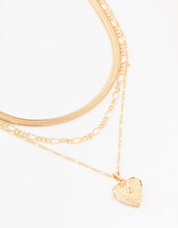 Gold Figaro Heart Locket Necklace - link has visual effect only