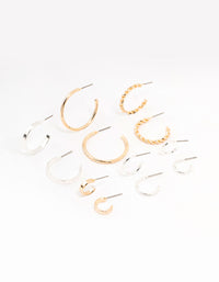 Mixed Metals Mixed Size Sleeper Earrings 6-Pack - link has visual effect only