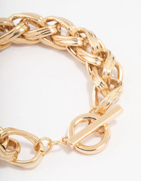 Gold Braided Chain Bracelet - link has visual effect only