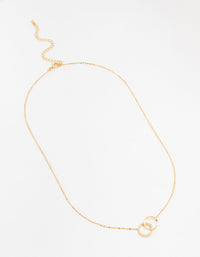 Gold Plated Pave Link Hoop Necklace - link has visual effect only