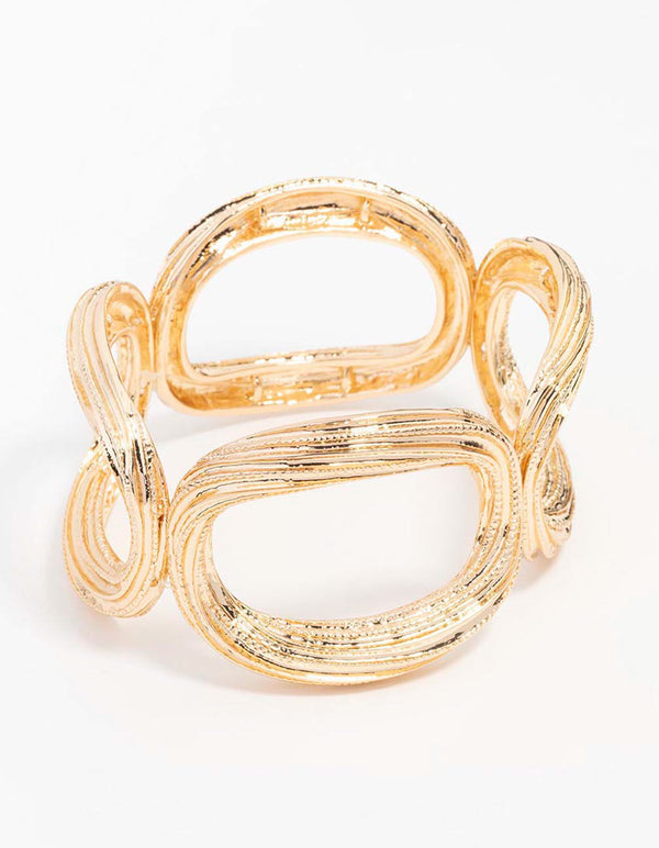 Gold Textured Metal Stretch Bracelet