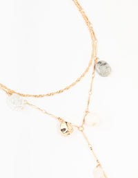 Gold Mixed Beaded Charm Y Necklace - link has visual effect only