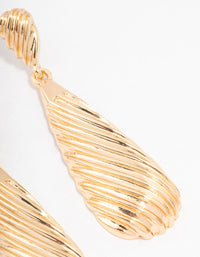 Gold Ribbed Teardrop Earrings - link has visual effect only