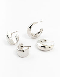 Silver Mixed Shape Hoop Earrings 2-Pack - link has visual effect only