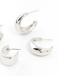 Silver Mixed Shape Hoop Earrings 2-Pack - link has visual effect only