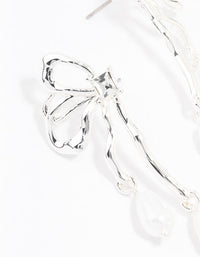 Silver Diamante Bow & Pearl Drop Earrings - link has visual effect only