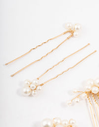 Gold Pearl Cluster Mixed Combs & Bridal Pins Pack - link has visual effect only