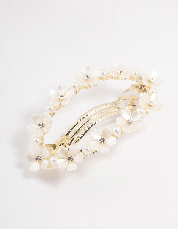 Gold Diamante & Flower Hair Clip