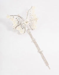 Silver Floral Diamante Butterfly Clip - link has visual effect only