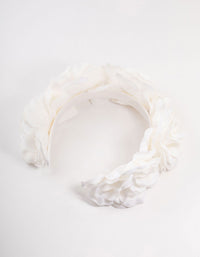 White Oversized Fabric Flowers Headband - link has visual effect only