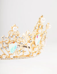 Gold Pear Shaped Stones & Pearls Tiara - link has visual effect only