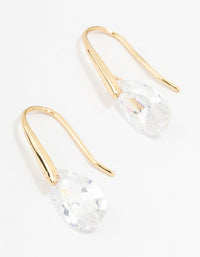 Gold Cubic Zirconia Teardrop Hook Drop Earrings - link has visual effect only