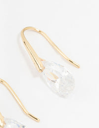 Gold Cubic Zirconia Teardrop Hook Drop Earrings - link has visual effect only