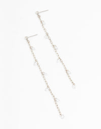 Silver Cubic Zirconia Chain Drop Earrings - link has visual effect only