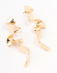 Gold Long Wavy Drop Earrings - link has visual effect only