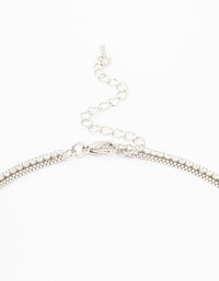 Rhodium Cubic Zirconia Double Row Pearl Pendant Necklace - link has visual effect only