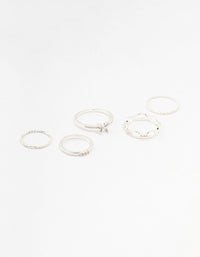 Silver Cubic Zirconia Butterfly Rings 5-Pack - link has visual effect only