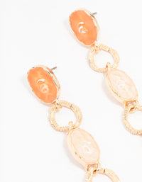 Gold Mixed Charm Link Drop Earrings - link has visual effect only