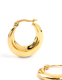 Gold Plated Stainless Steel Crescent Hoop Earrings - link has visual effect only