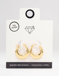 Gold Plated Stainless Steel Crescent Hoop Earrings - link has visual effect only